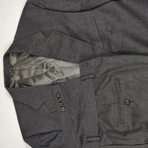 Vintage Polo University Club Virgin Wool Windowpane Herringbone‎ Suit Mens 42R